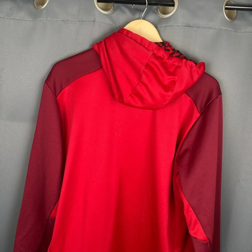 Nike Therma-FIT Hoodie Mens XL Red Burgundy Camo Swoosh Pullover Sweatshirt